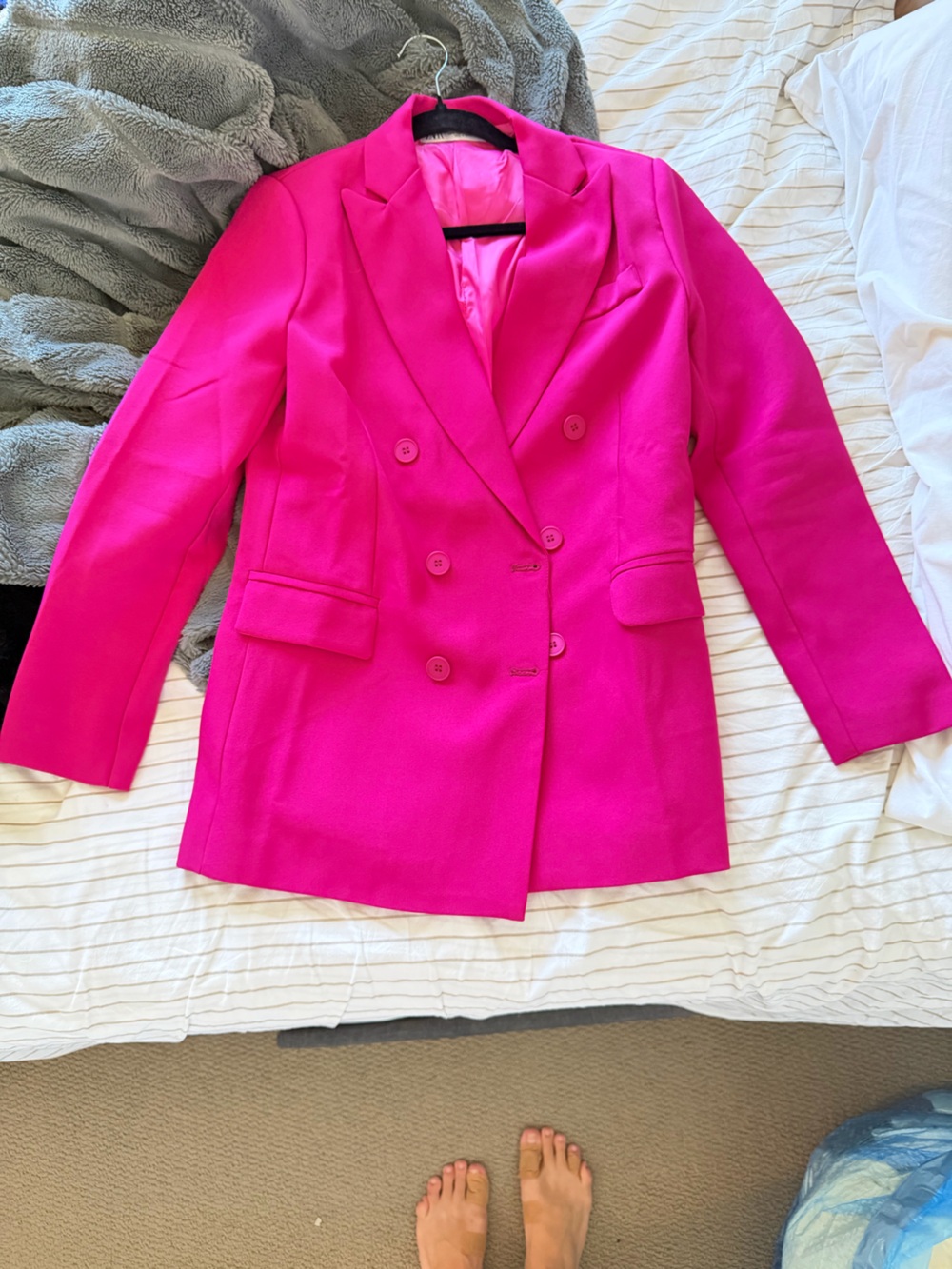 Zara Double-Breasted Fuchsia Blazer Jacket
